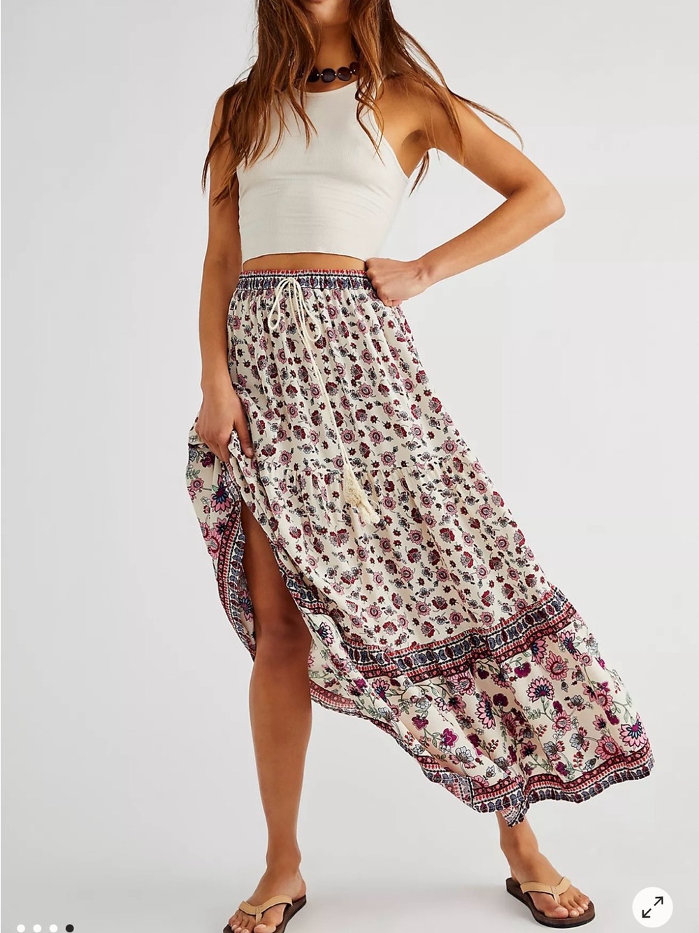 Free People Raga Hiroka Maxi Tiered Bohemian Skirt Size Medium - Picture 2 of 12